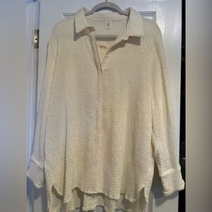 Like love smocked crinkle cream, colored button down